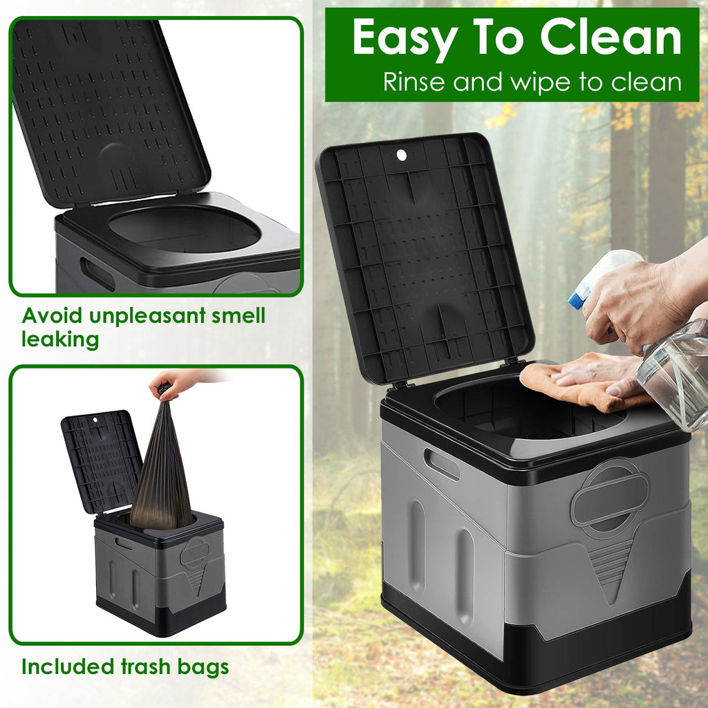 Portable Toilet for Camping- Boating- Hiking Outdoor- Travel Potty with Carry Bag Foldable Emergency Toilet with Lid Trash Bags