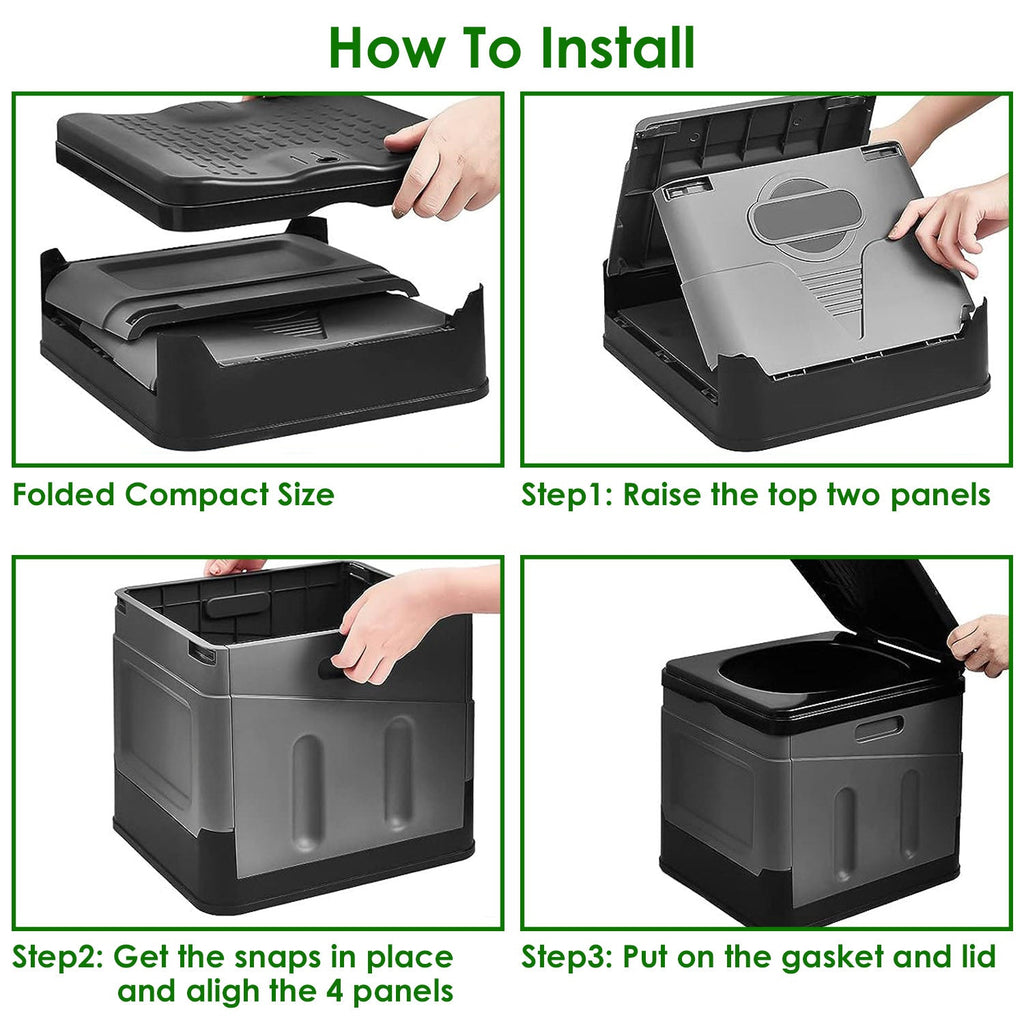 Portable Toilet for Camping- Boating- Hiking Outdoor- Travel Potty with Carry Bag Foldable Emergency Toilet with Lid Trash Bags