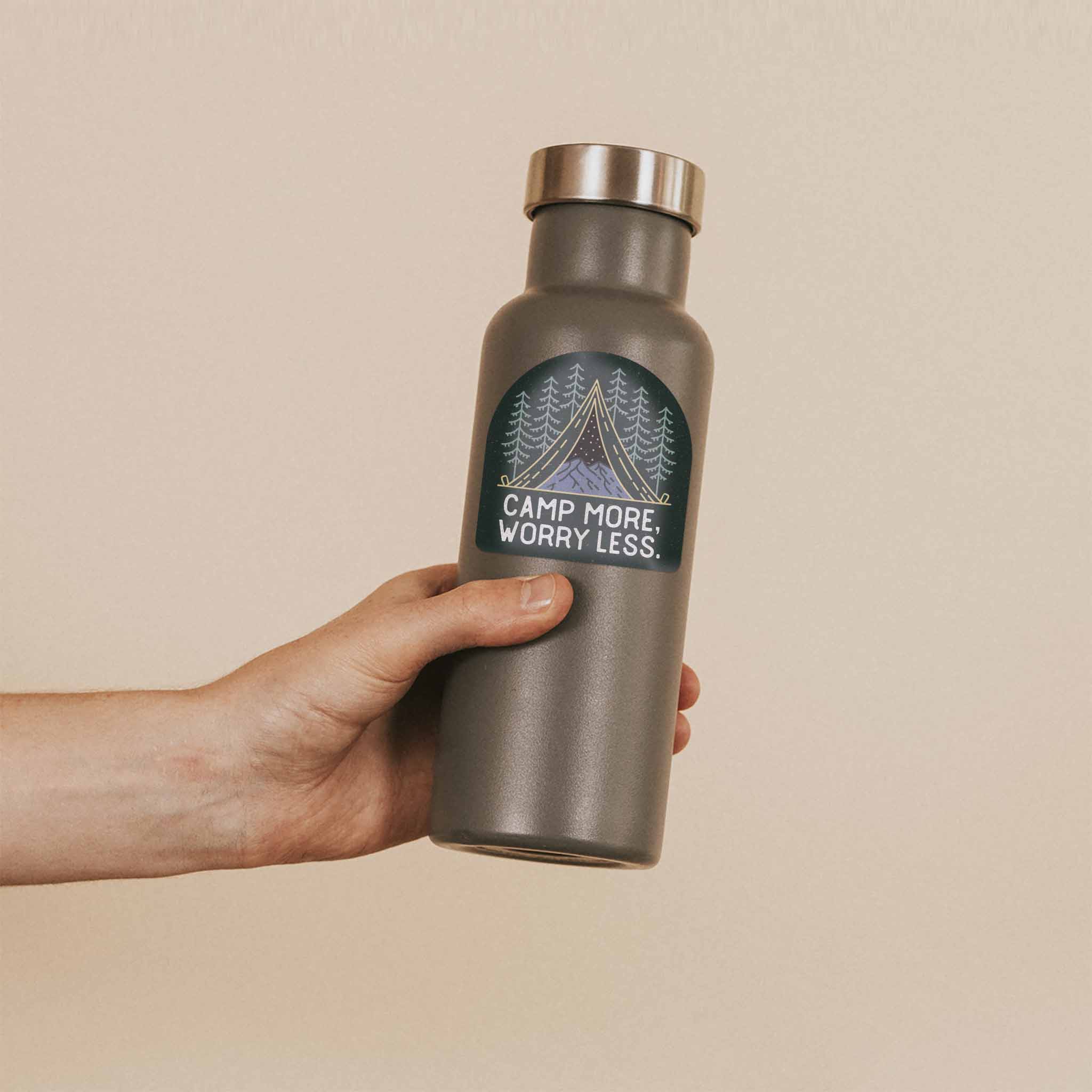 Camp More, Worry Less Tent Sticker