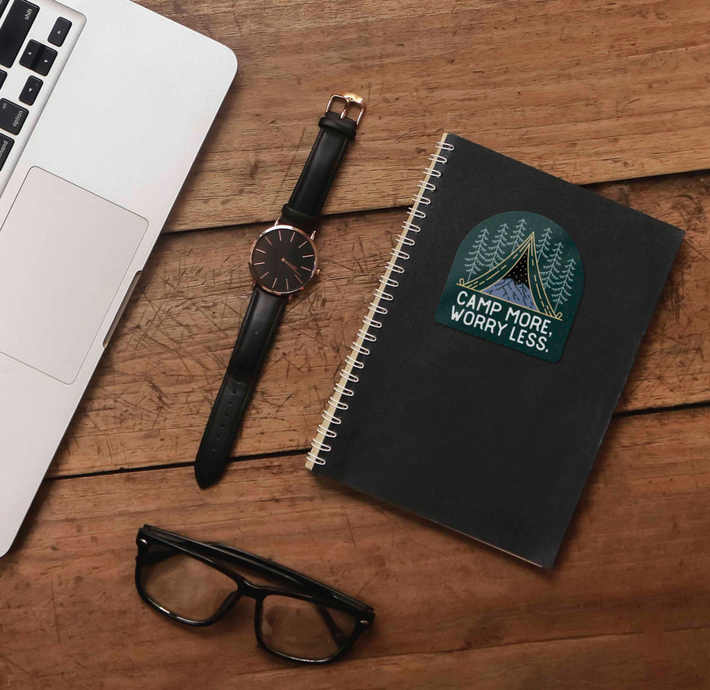 Camp More, Worry Less Tent Sticker