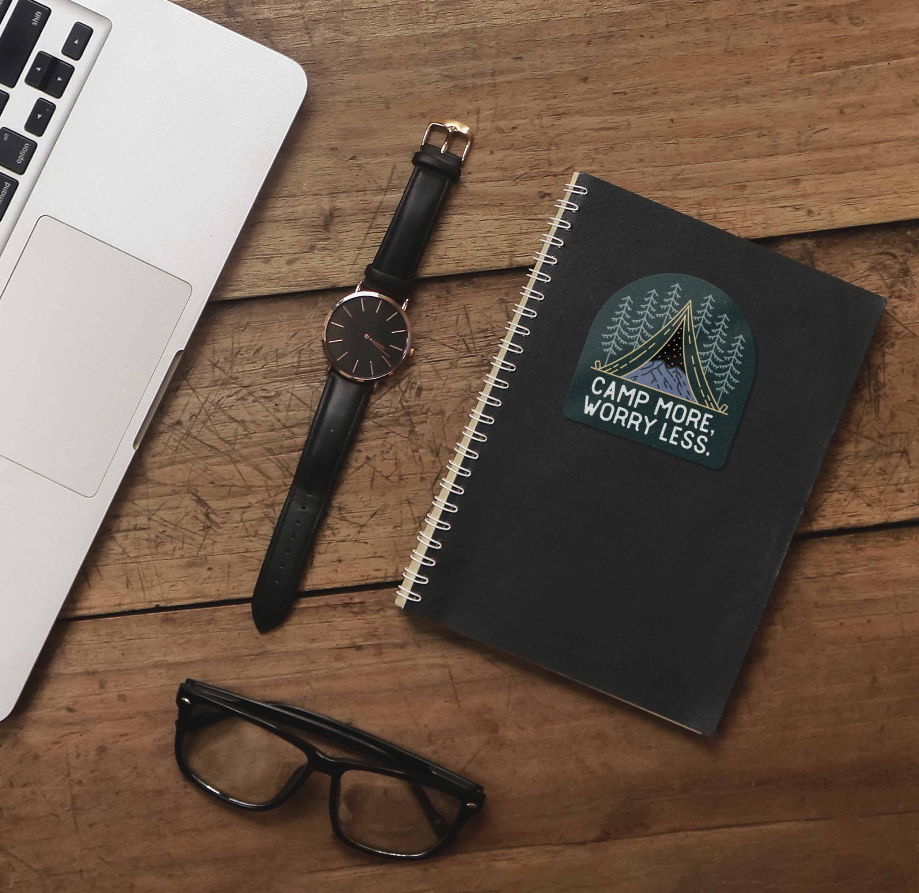 Camp More, Worry Less Tent Sticker