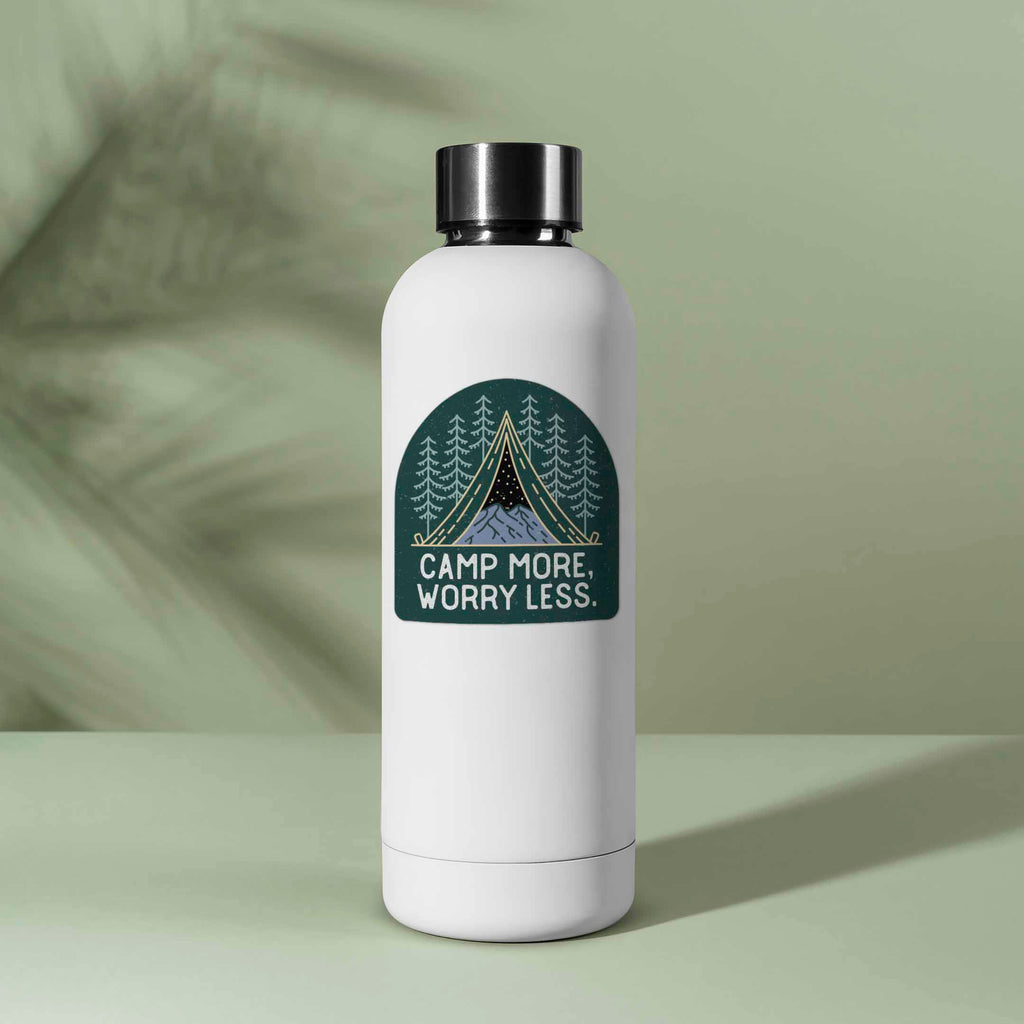 Camp More, Worry Less Tent Sticker