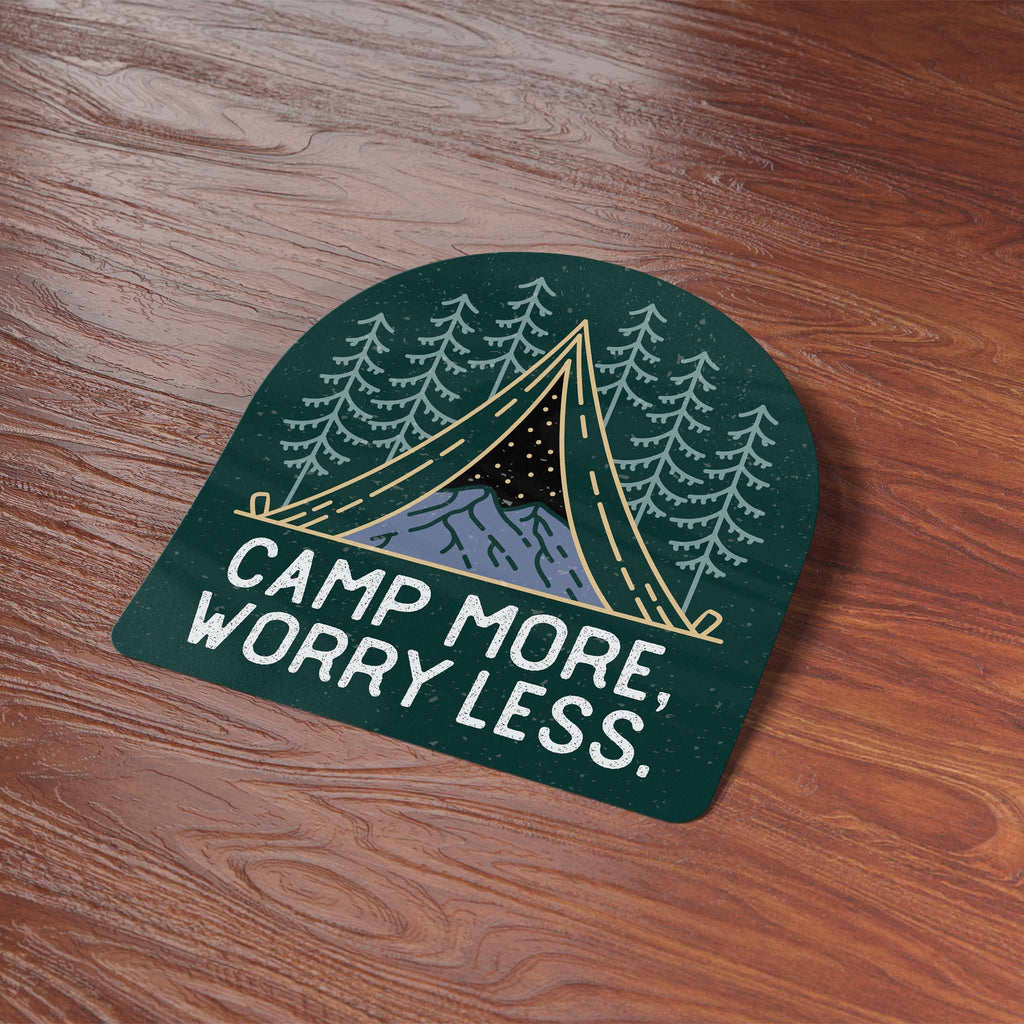 Camp More, Worry Less Tent Sticker