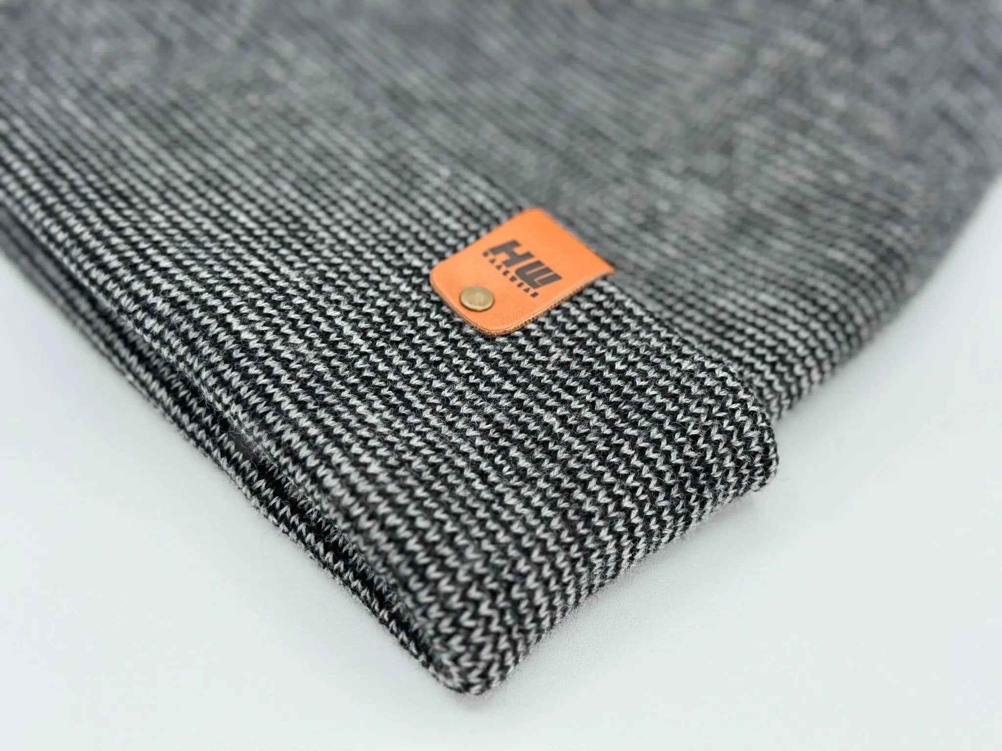 Haakwear H Stitch Fusion Cuffed Beanie / Hat (Patented Design) Black / Gray, Made in USA