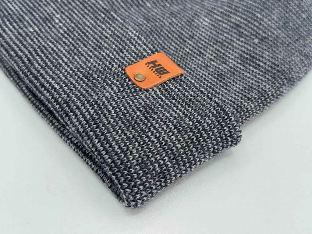 Haakwear H Stitch Fusion Cuffed Beanie / Hat (Patened Design) Gray / Denim, Made in USA
