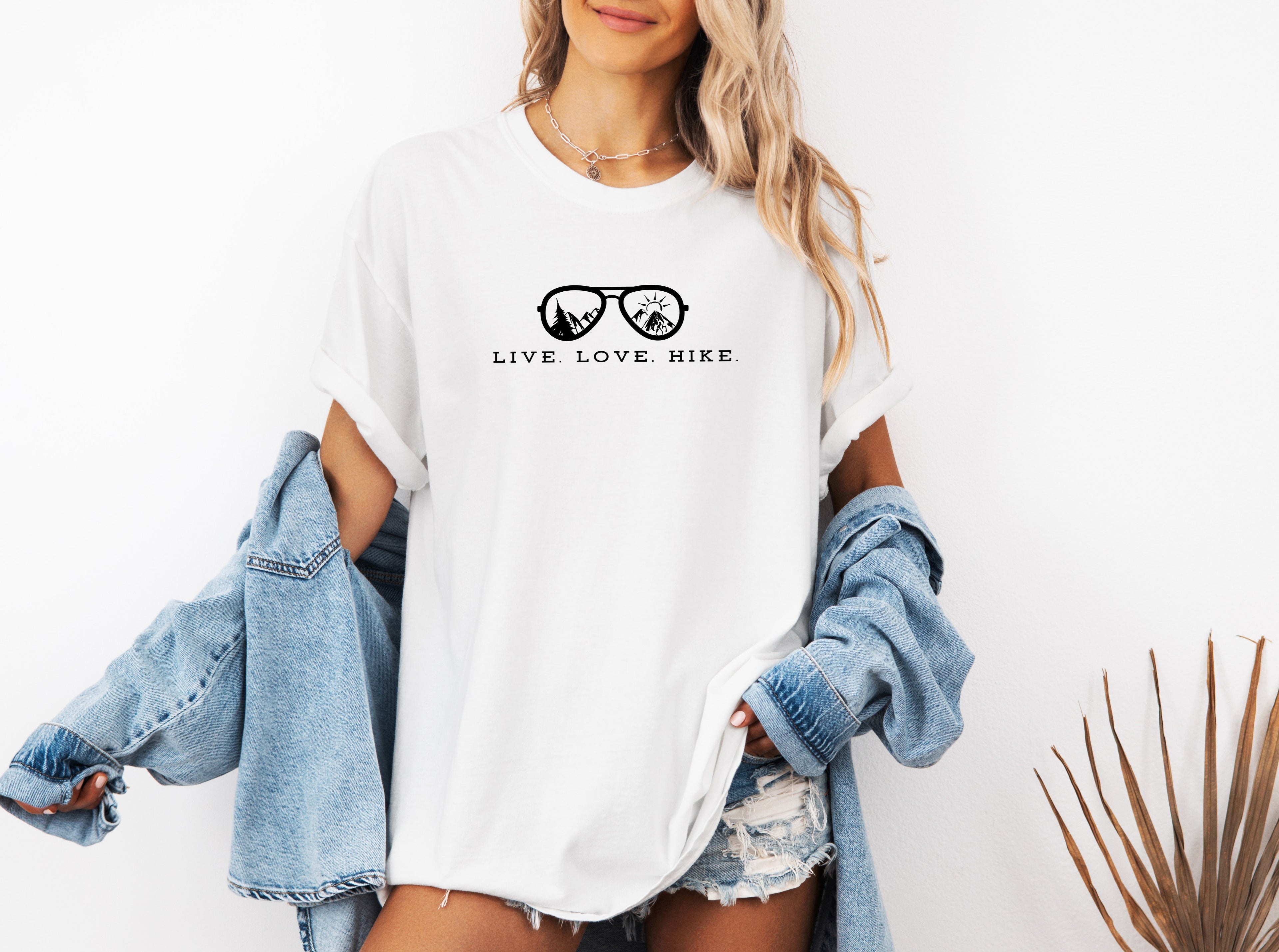 Live Love Hike Nature Camping Hiking Garment Dyed Shirt