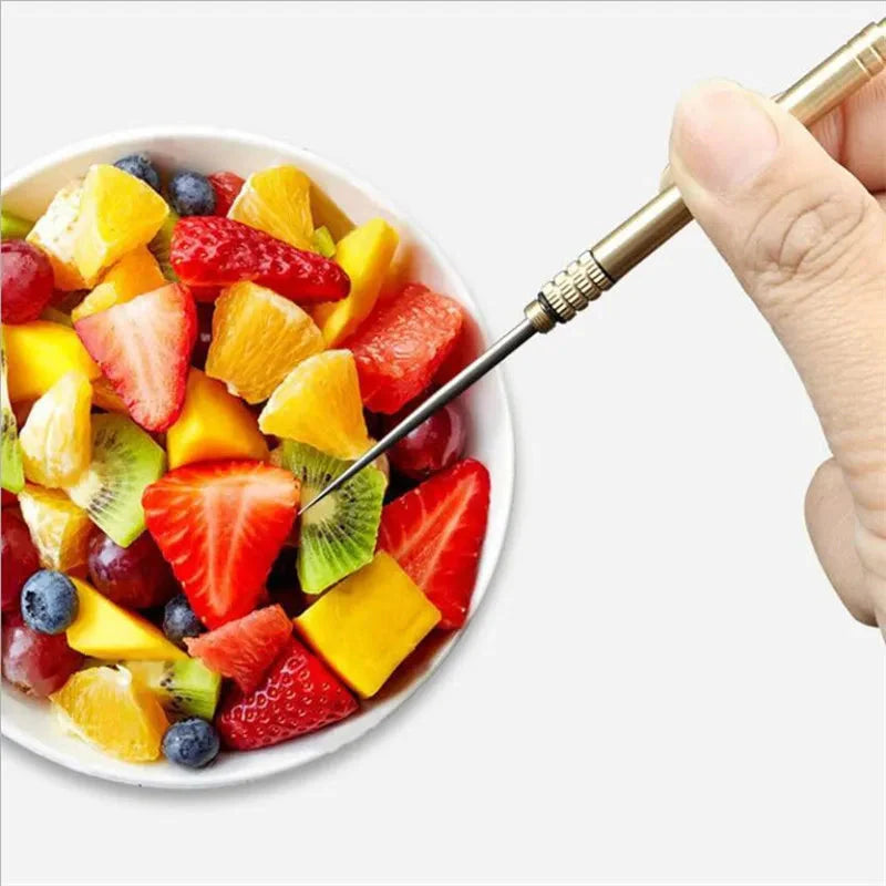 Titanium & Brass Toothpick with Portable Waterproof Bottle - Multifunctional Camping Tool & Fruit Fork