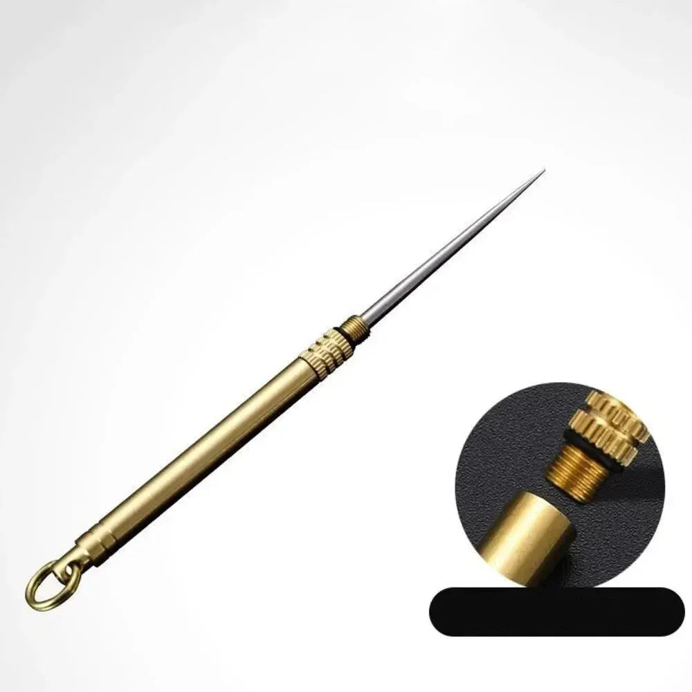 Titanium & Brass Toothpick with Portable Waterproof Bottle - Multifunctional Camping Tool & Fruit Fork
