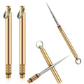 Titanium & Brass Toothpick with Portable Waterproof Bottle - Multifunctional Camping Tool & Fruit Fork