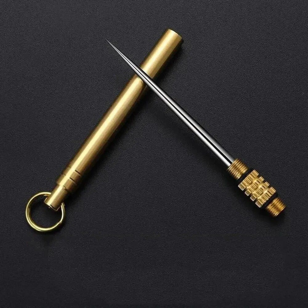 Titanium & Brass Toothpick with Portable Waterproof Bottle - Multifunctional Camping Tool & Fruit Fork