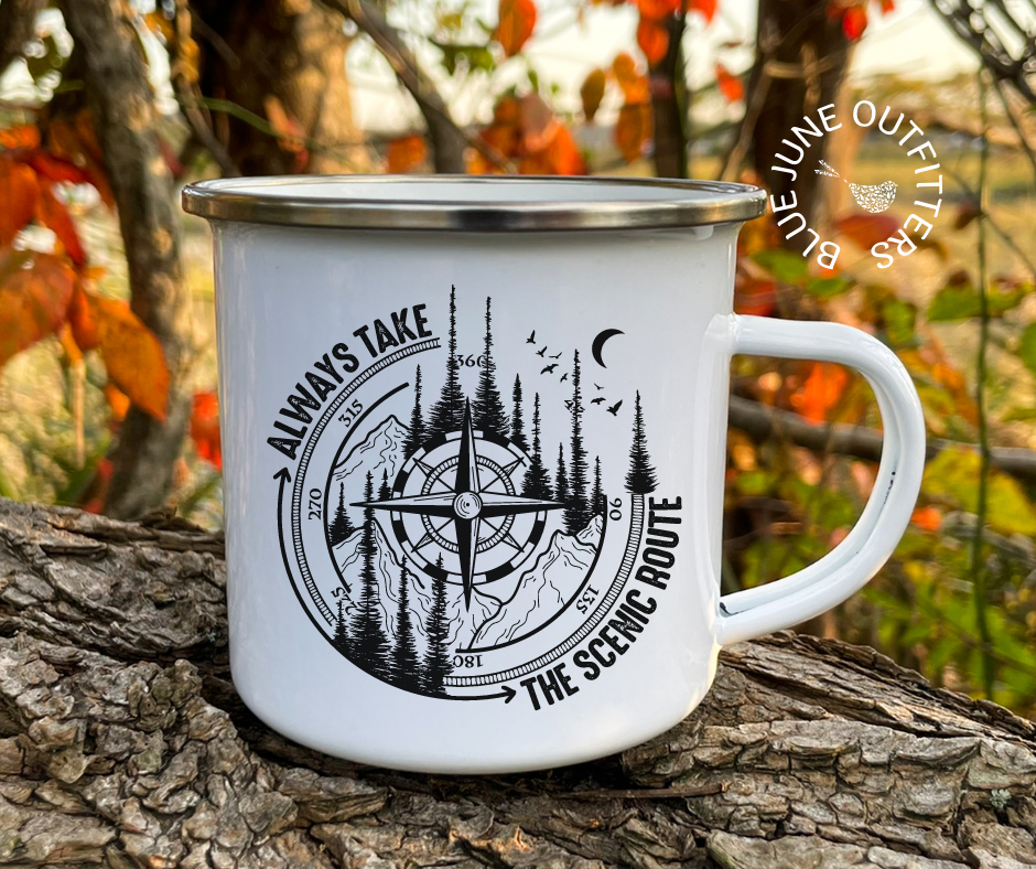 Always Take The Scenic Route | Enamel Camping Mug