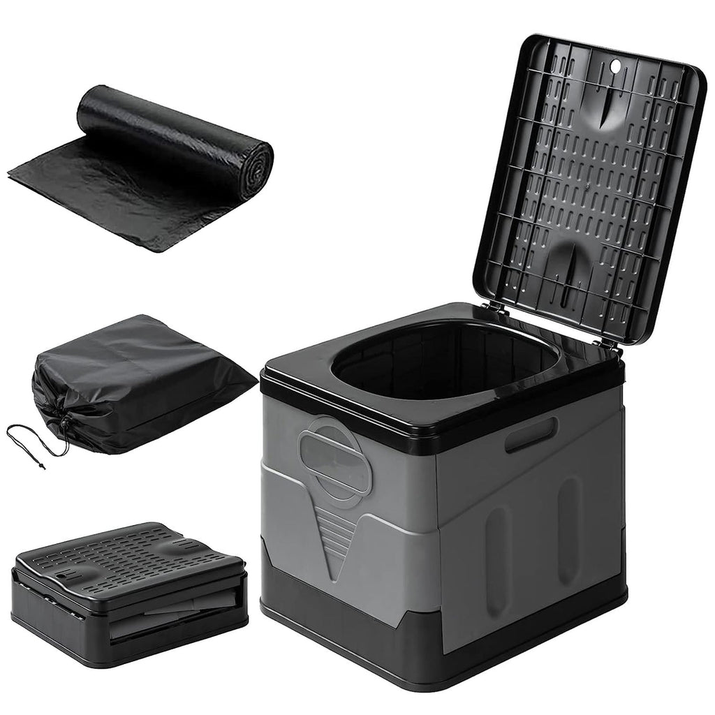 Portable Toilet for Camping- Boating- Hiking Outdoor- Travel Potty with Carry Bag Foldable Emergency Toilet with Lid Trash Bags